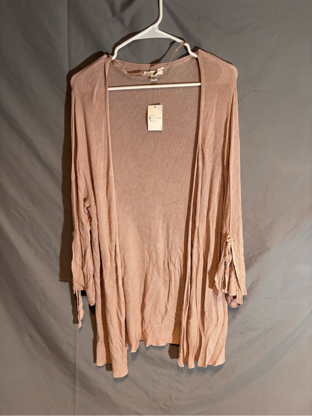 NWT Plus Size 18/20W Blush Open Front Knit Tie Sleeve Cardigan NWT